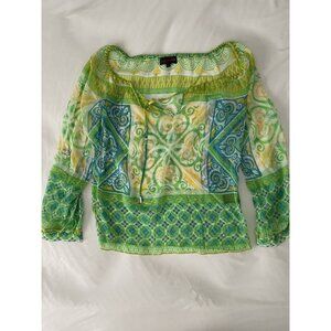 Beautiful Hale Bob 100% Silk Blouse Top. Artwear Boho Bohemian Cottagecore XS